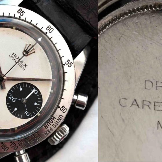 Paul Newman wore a Rolex Daytona. On the fond de boîte, three words: Drive Carefully Me
